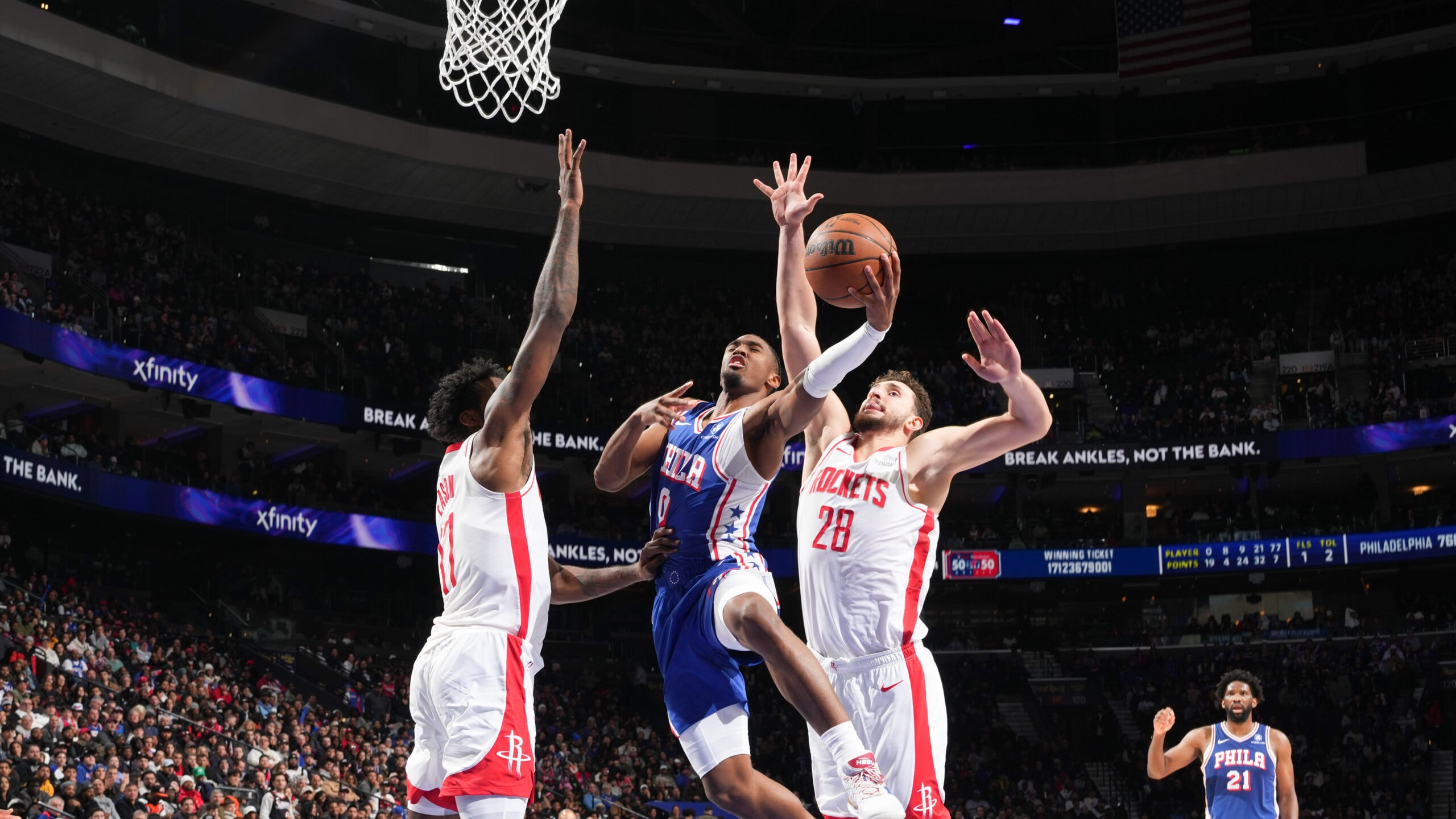 Maxey, Embiid combine for 68 as 76ers cool Rockets