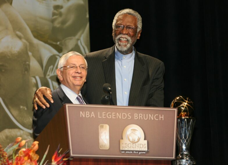 FILE - NBA Commissioner David Stern, left, poses after a WNBA