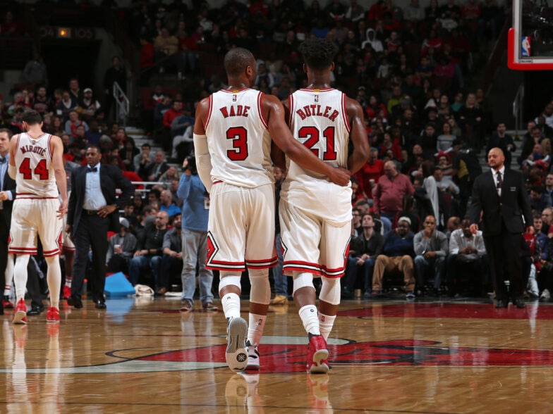 Dwyane Wade, Jimmy Butler Embrace Before Game Three Of NBA Finals