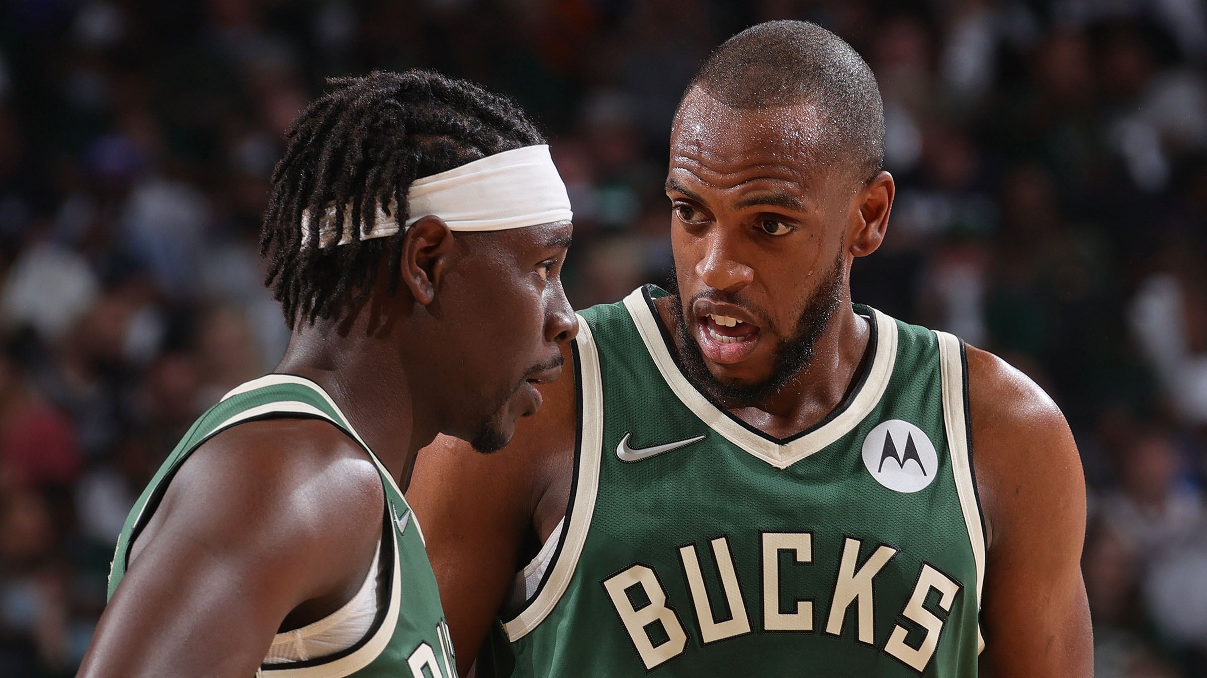 Khris Middleton and Jrue Holiday of the milwaukee bucks