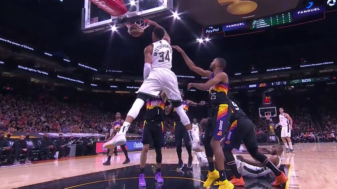 Giannis cleans it up and throws it down