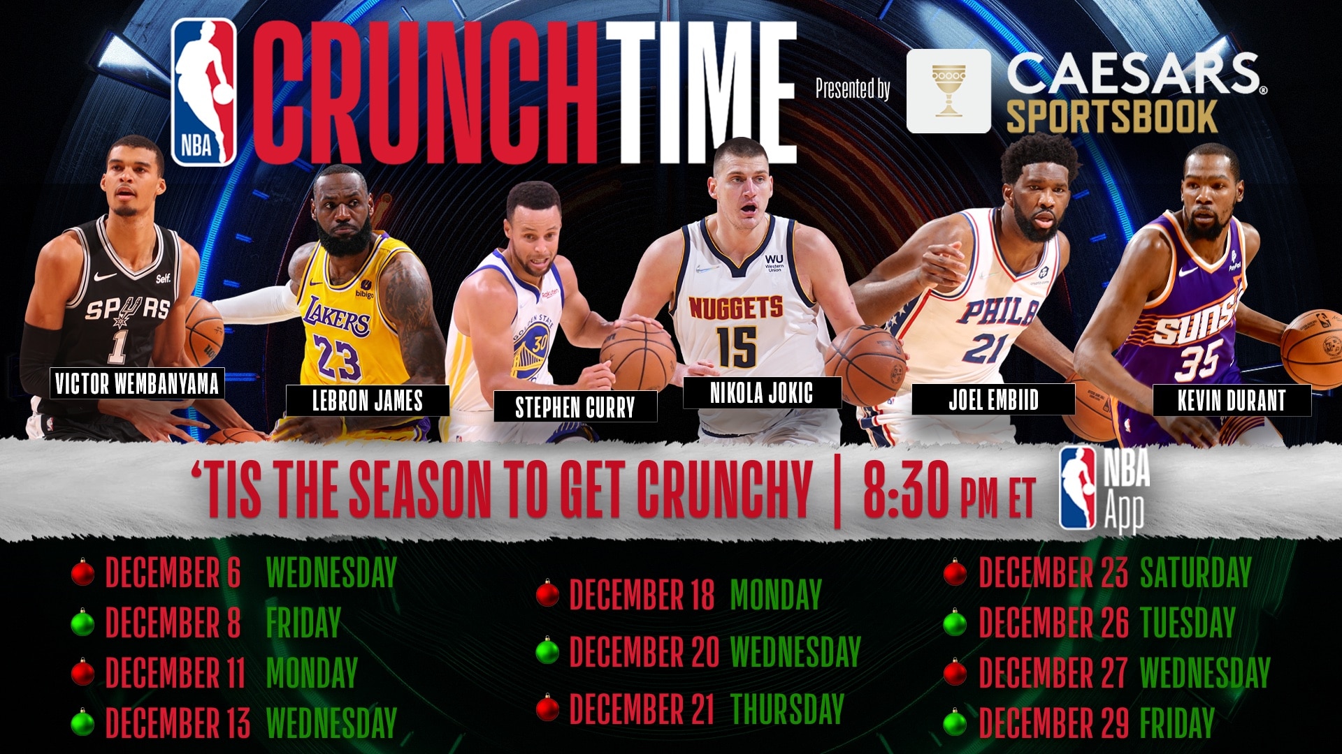 NBA CrunchTime Full schedule and how to watch free with the NBA App