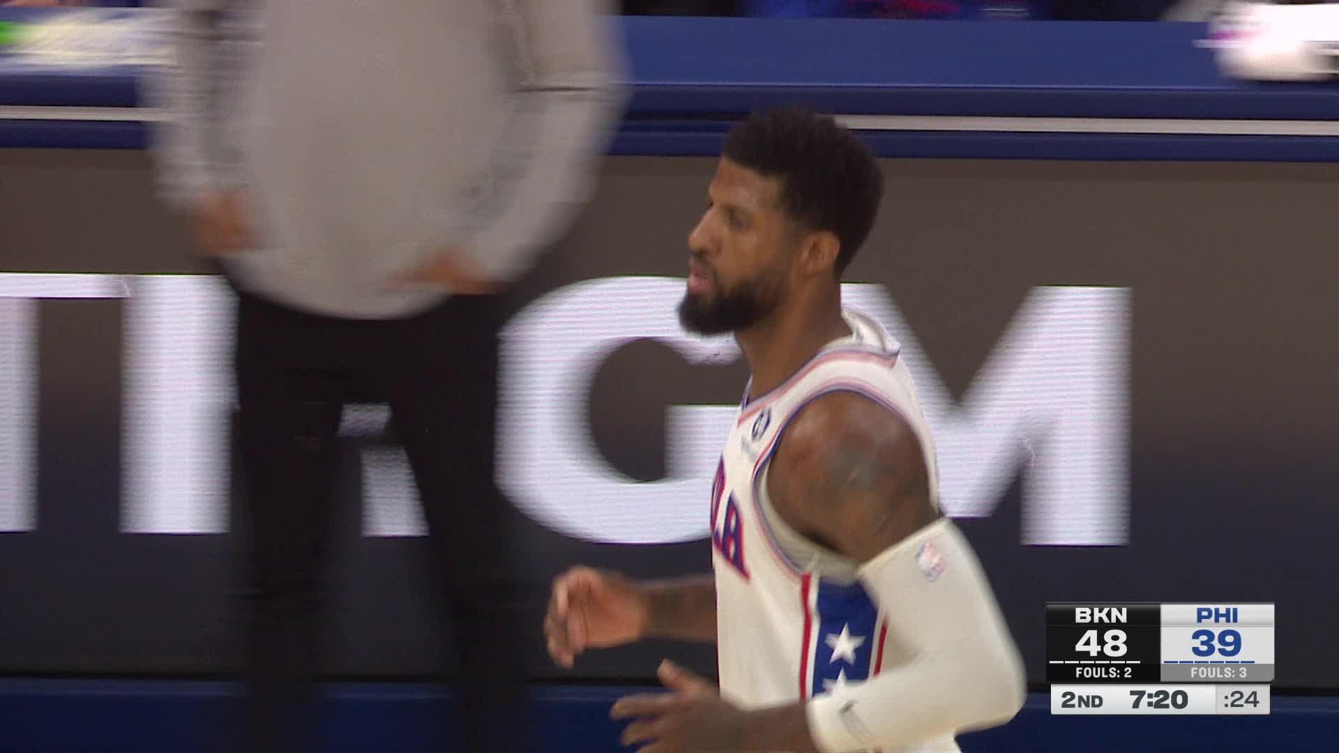 The Sixers share the rock as Paul George drills the 3