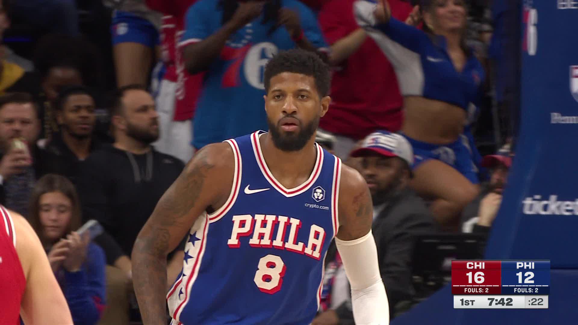 Paul George gets inside and hits the jumper