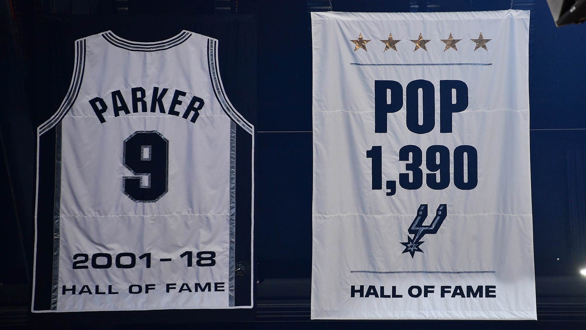 Spurs unveil Gregg Popovich's banner, celebrating his 1,390 wins and 5 NBA titles