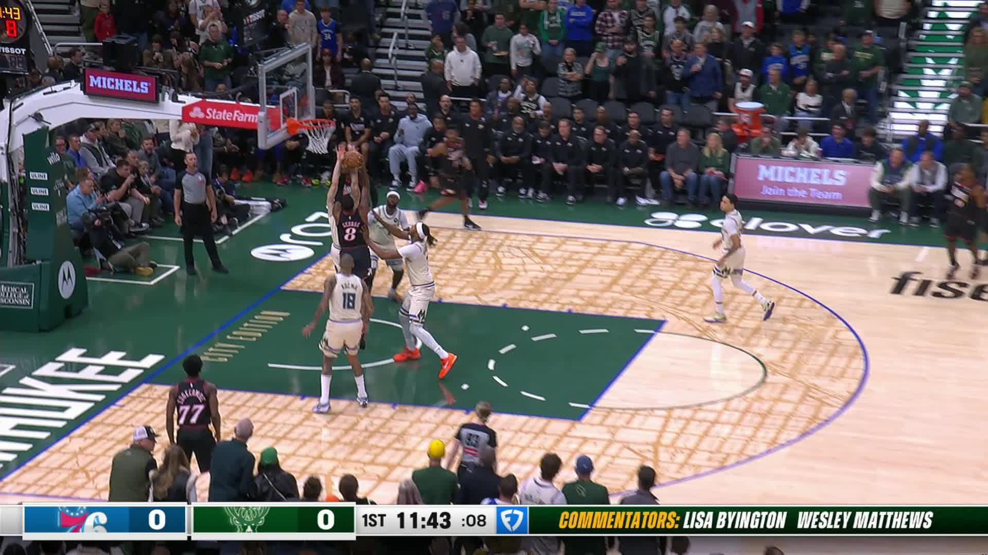 Paul George scores the first bucket of the game