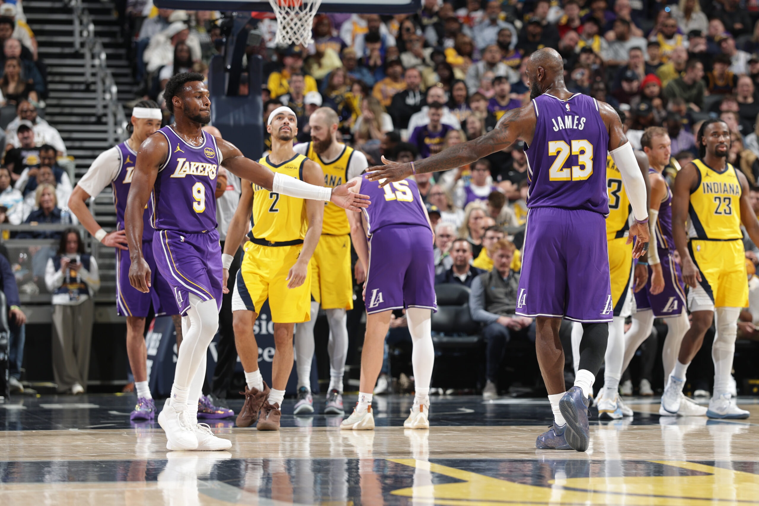 LeBron James & Bronny James Father/Son Moment vs IND