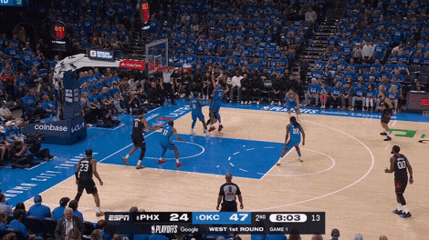 Devin Booker missed jumper over Jalen Williams