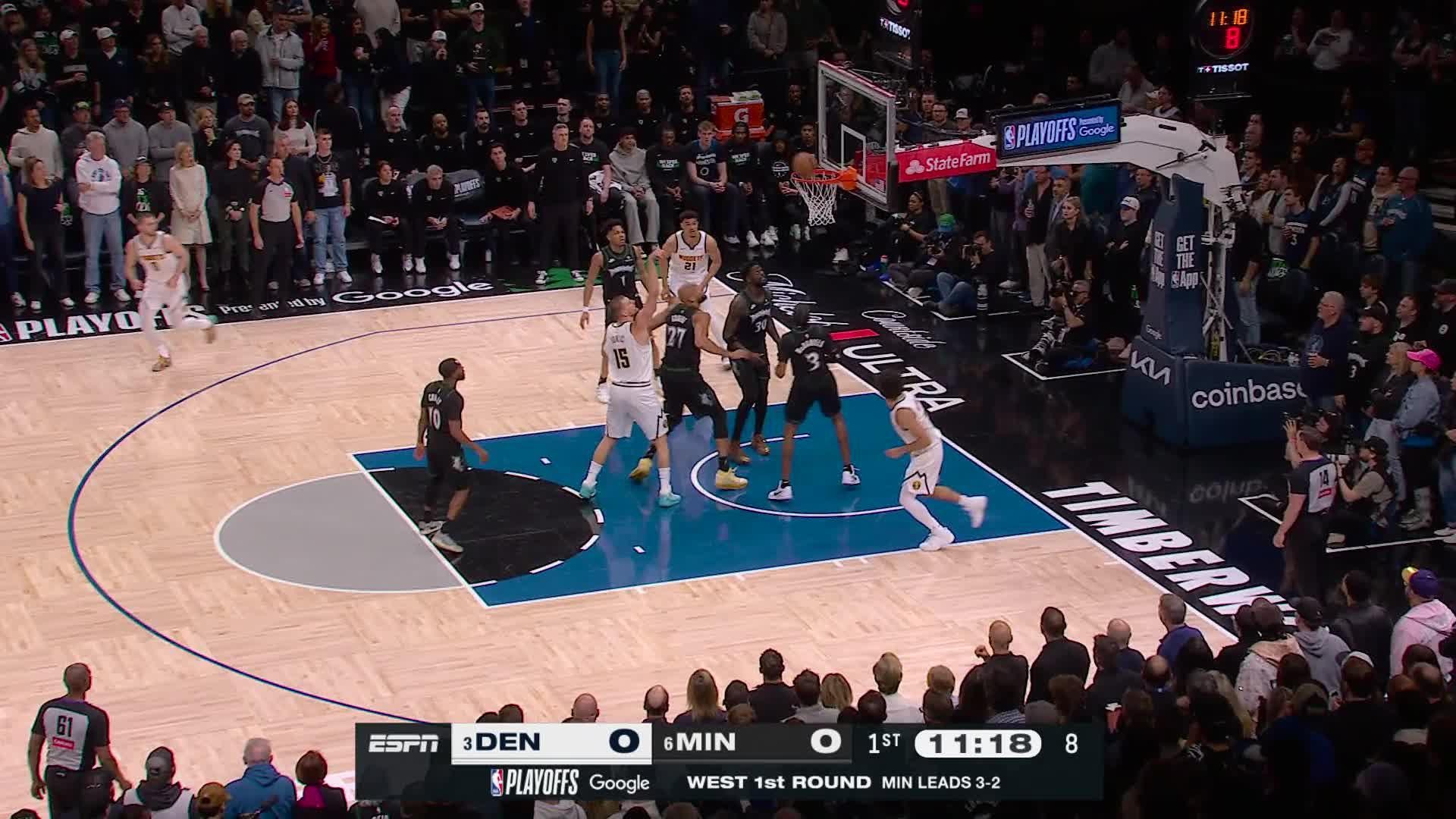 Nikola Jokić scores the first bucket of the game