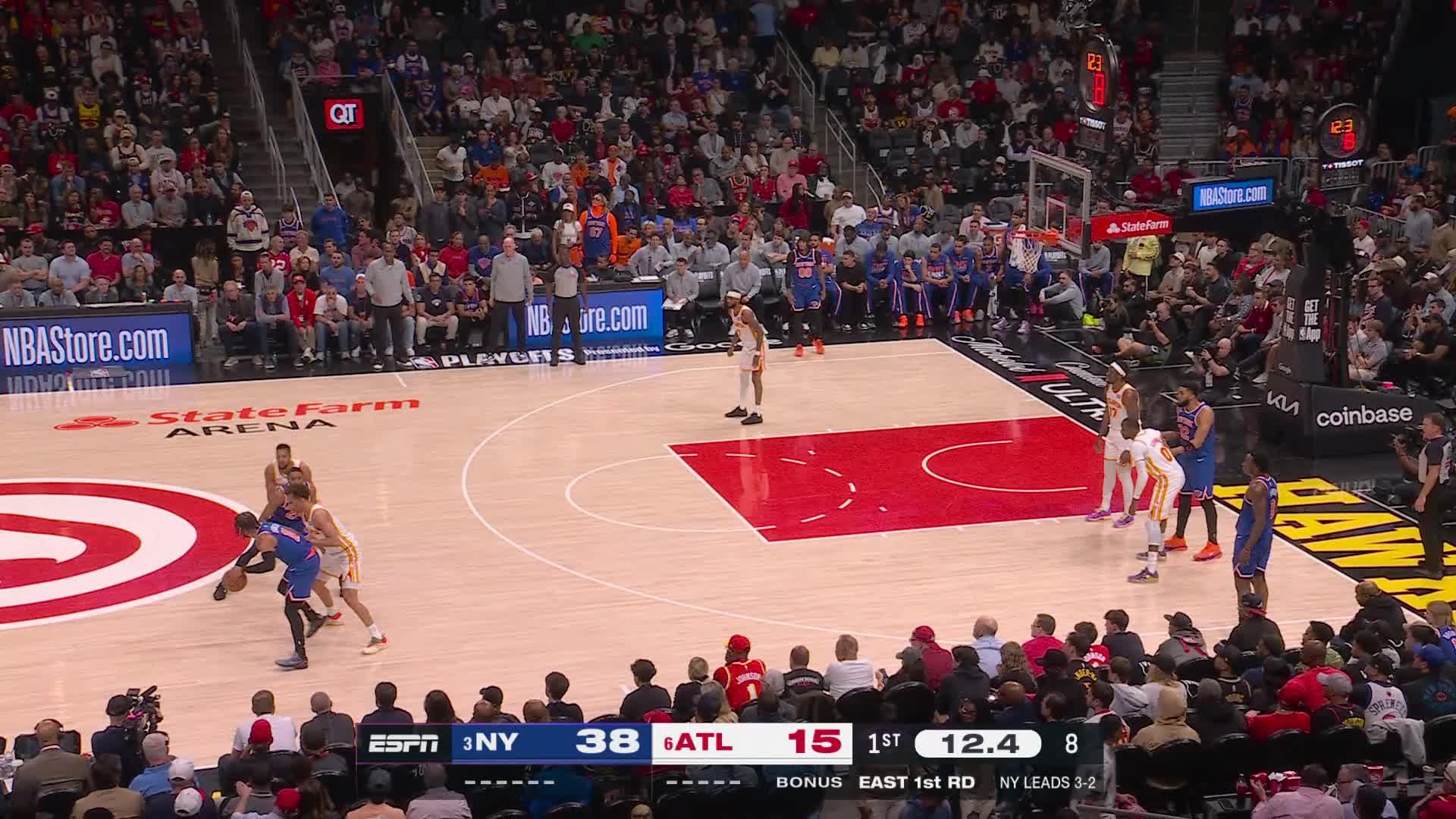 Mikal Bridges hits the jumper to cap a 35-6 Knicks run