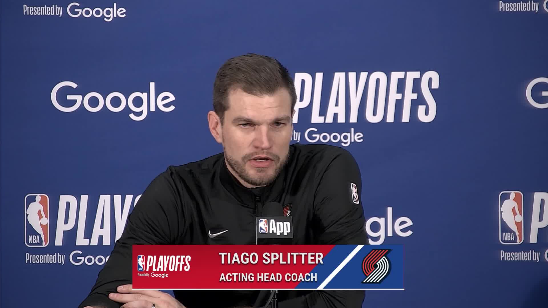 SAS 114, POR 95: Blazers coach Tiago Splitter Postgame Media Availability