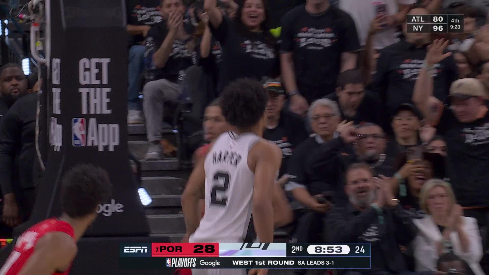 Dylan Harper rises to finish the alley-oop