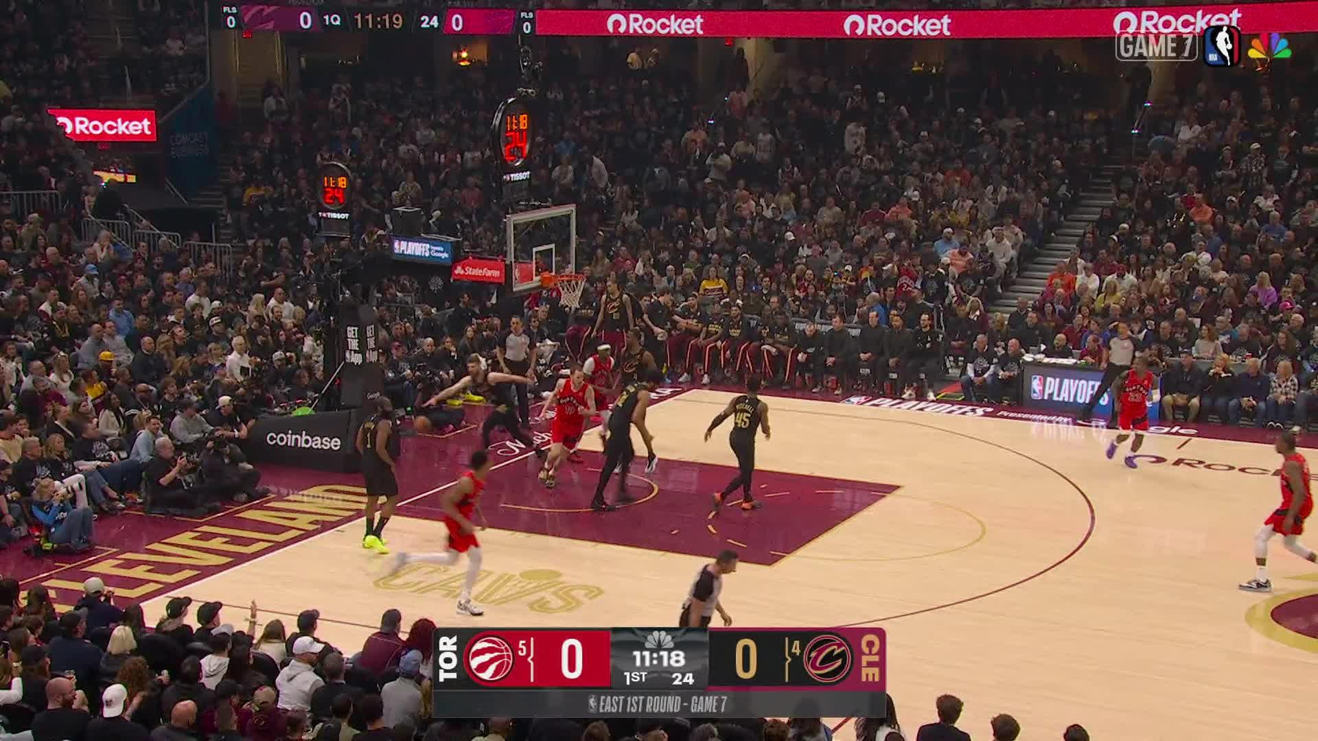 Scottie Barnes scores the first bucket of the game