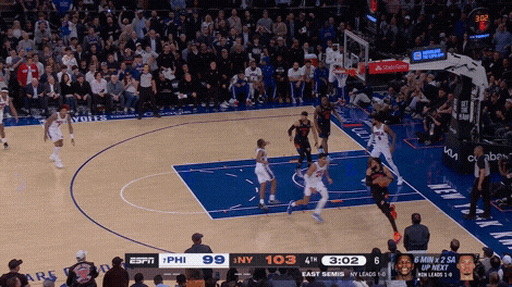 Mikal Bridges step-back jumper late in the clock