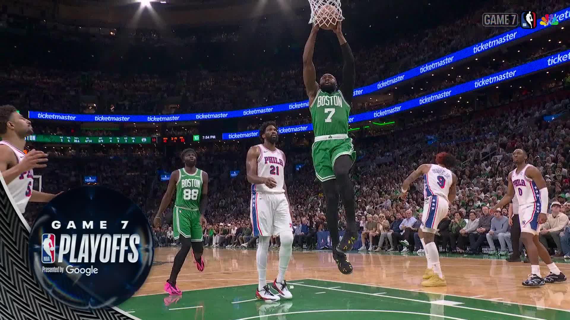 Jaylen Brown ascends for the slam!