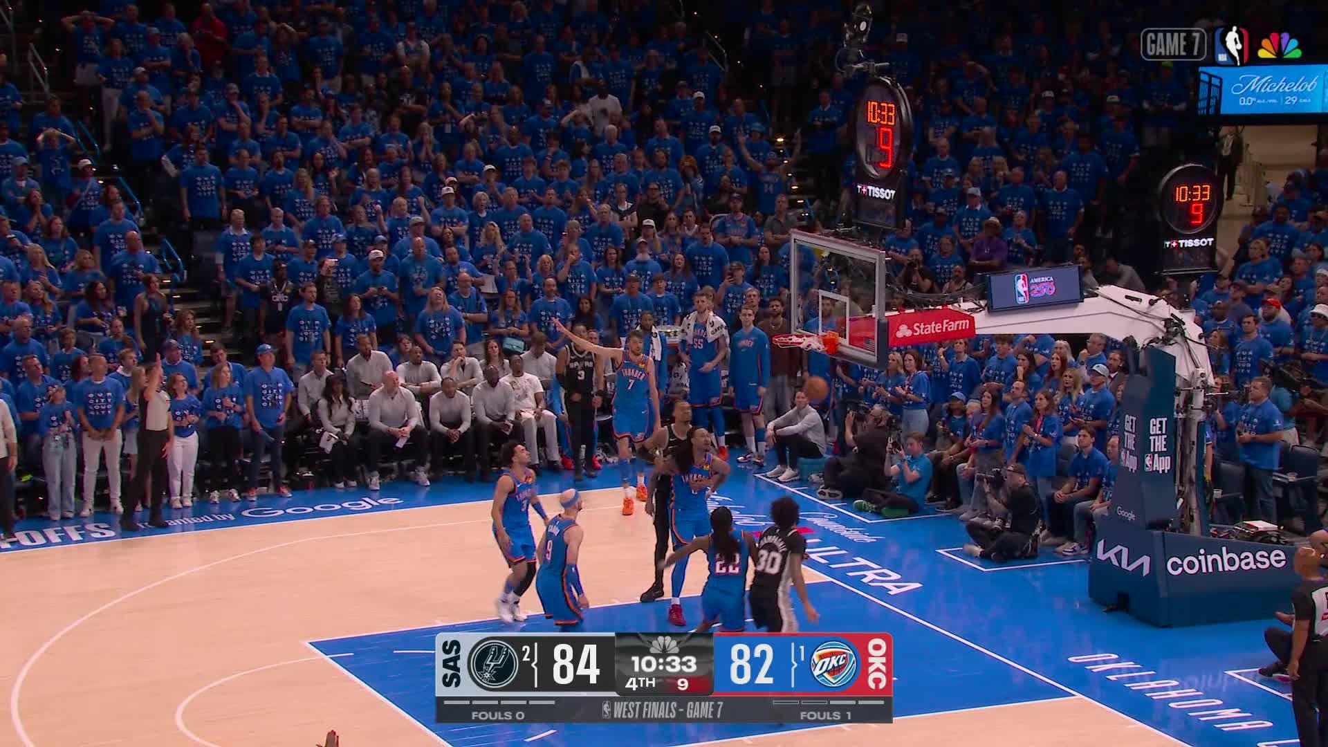 Keldon Johnson drills the triple