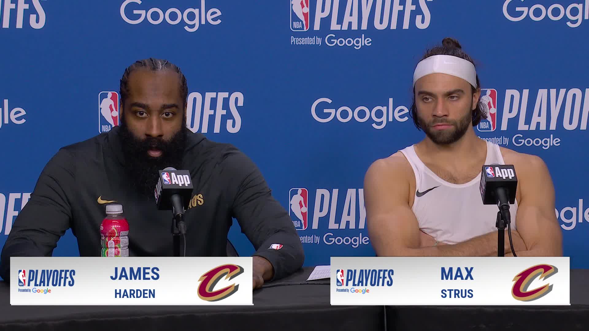 CLE 117, DET 113: James Harden, Max Strus Postgame Media Availability