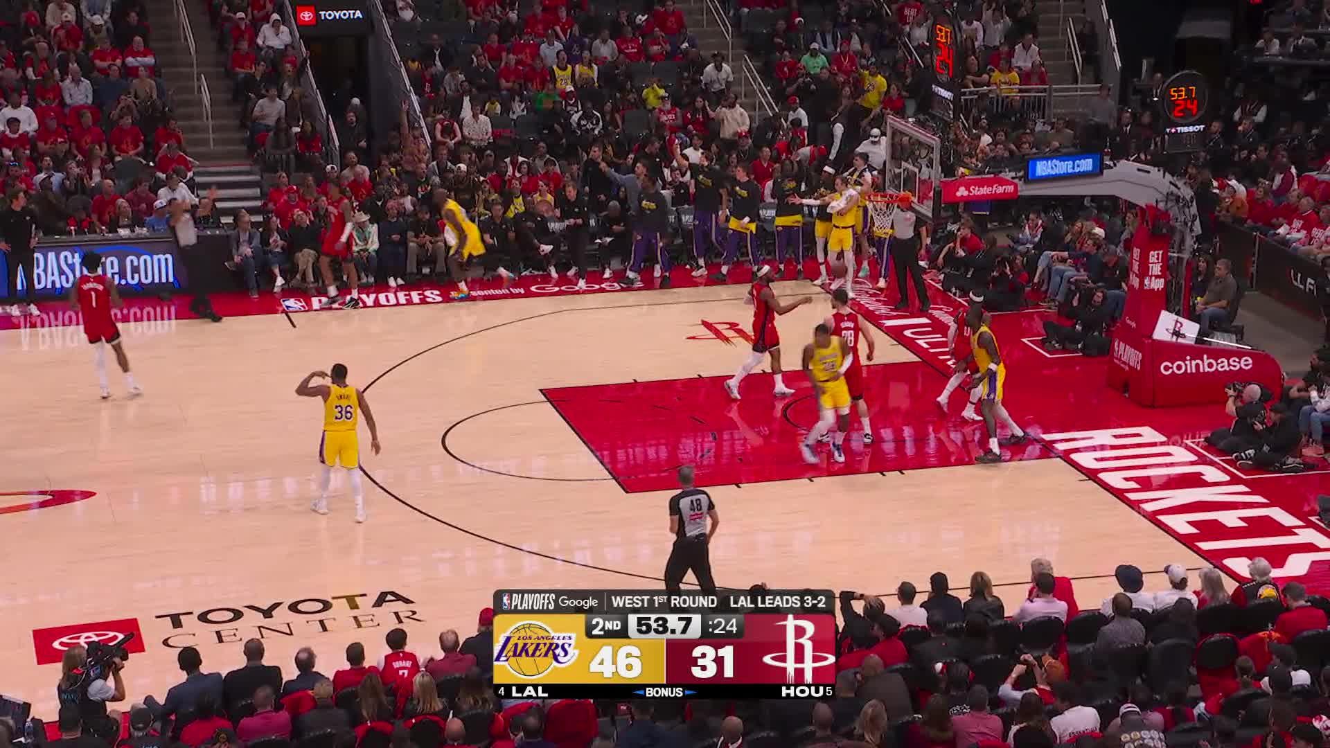 LeBron James drills the triple