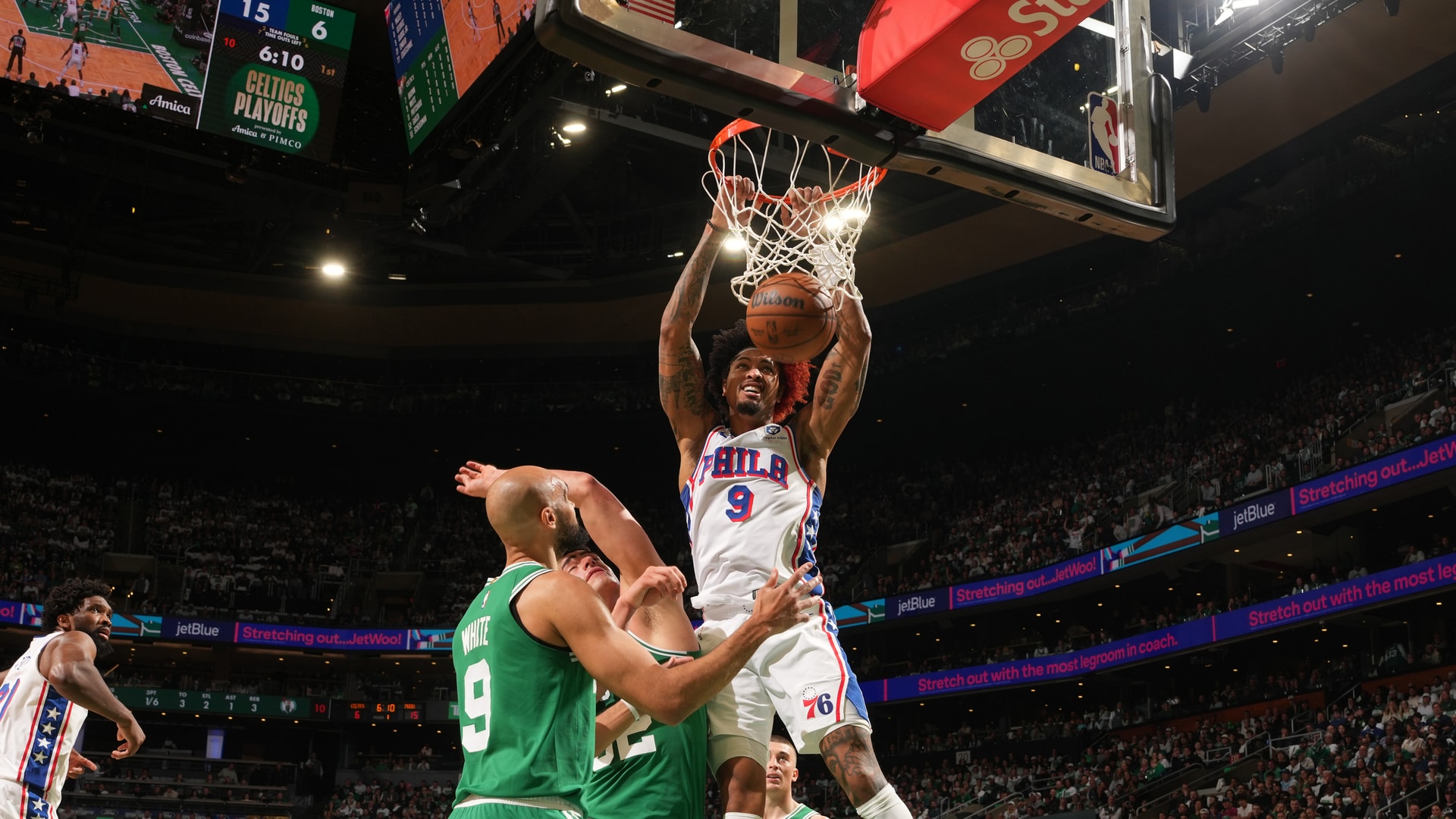 Celtics and 76ers trade dunks in TD Garden