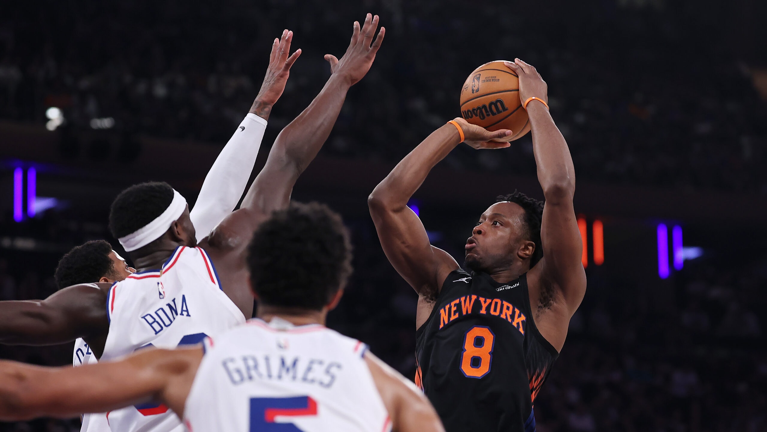 Reports: Knicks' OG Anunoby (strained hamstring) questionable for Game 3 vs. Sixers