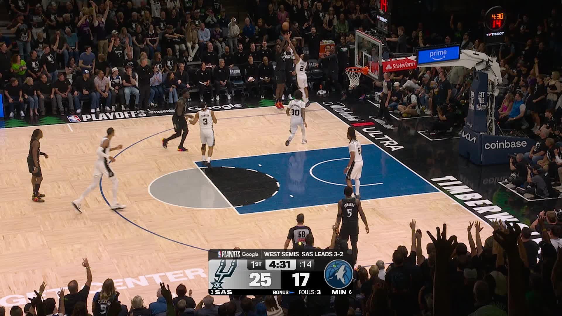 Naz Reid gets the 3 to fall