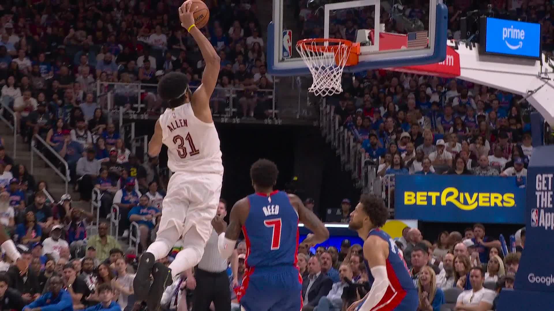 Jarrett Allen rises up for the dunk