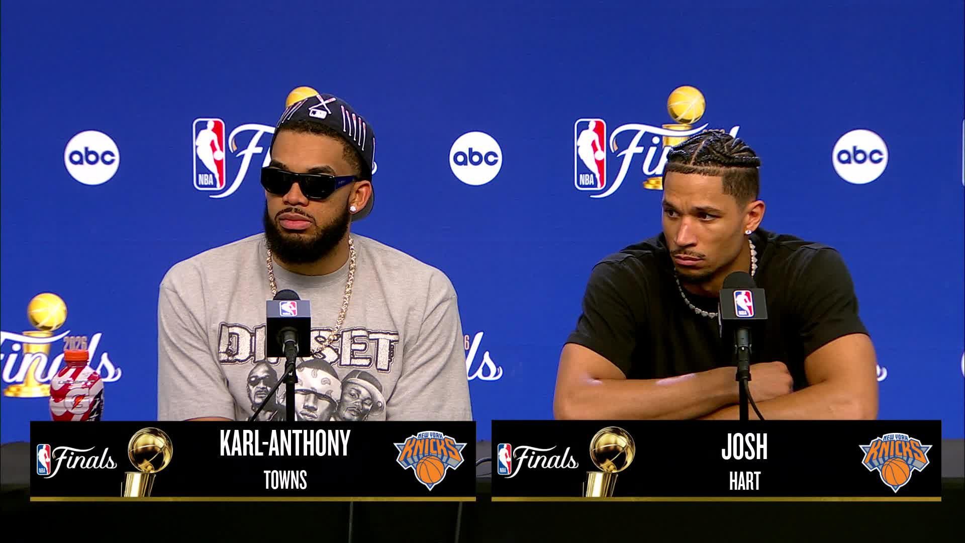 SAS 115, NYK 111: Karl-Anthony Towns, Josh Hart Postgame Media Availability