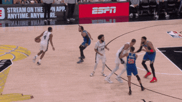 De'Aaron Fox steps back for a 3-pointer, then drives, hesitates and fakes in the lane to open up the layup just above the restricted area.