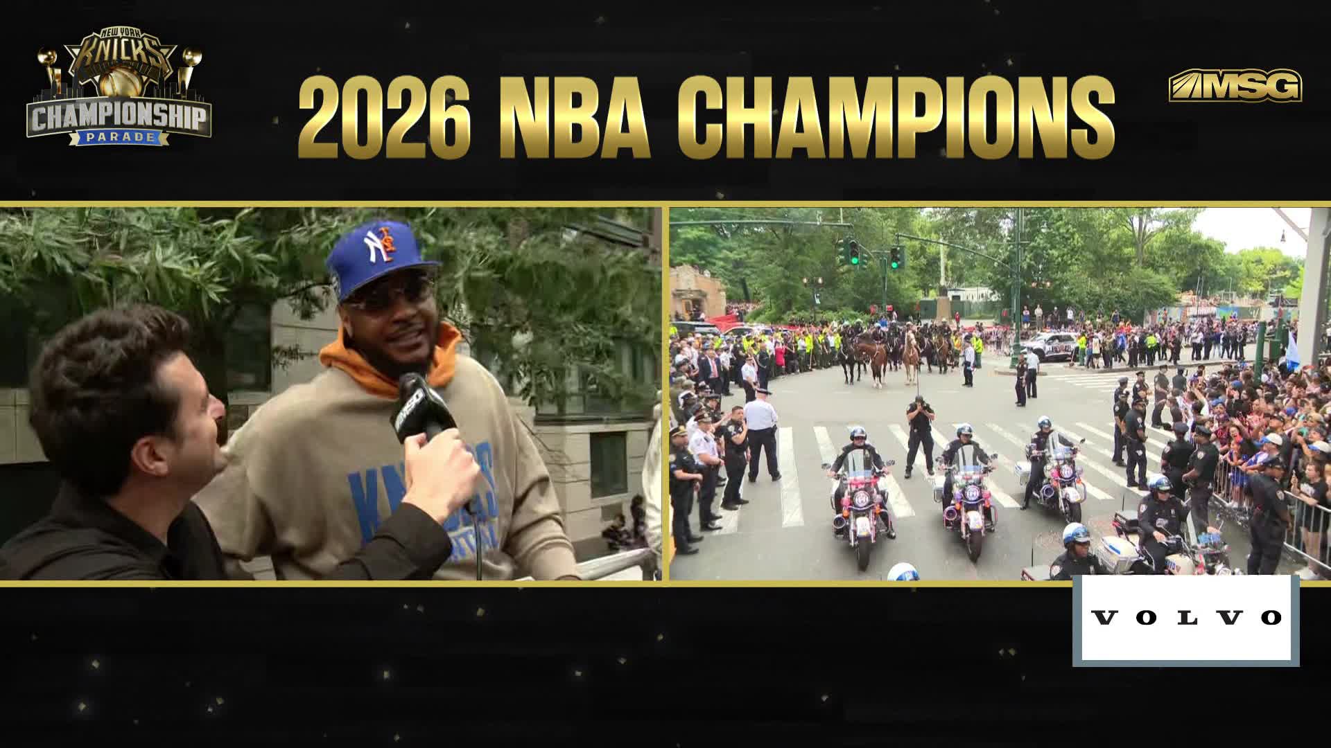 Carmelo Anthony joins the celebration in New York
