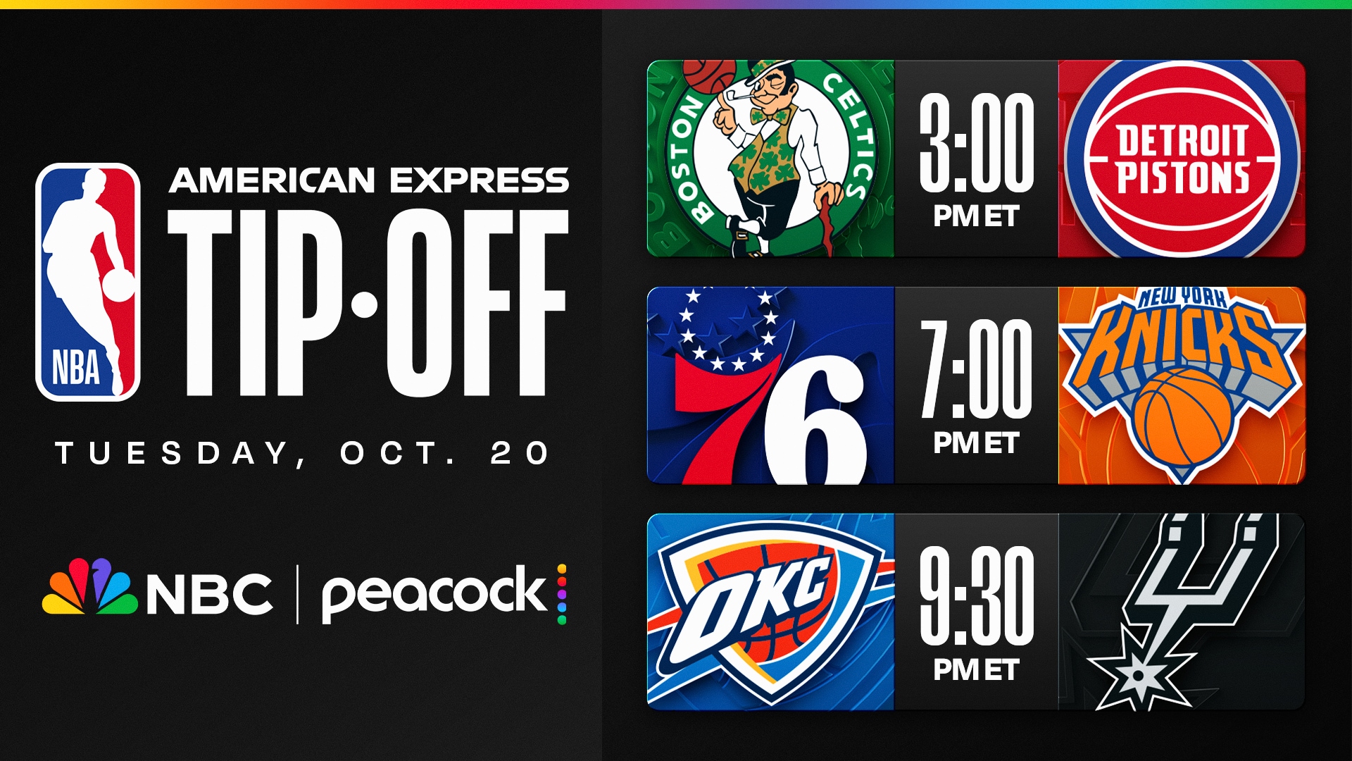 Knicks host Sixers at MSG to headline 3-game season opening schedule on NBC/Peacock