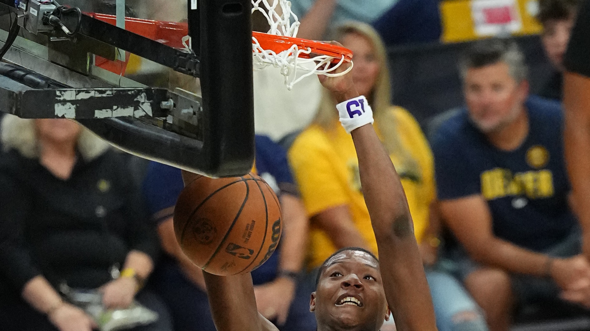 Ace Bailey launches baseline & rocks the rim