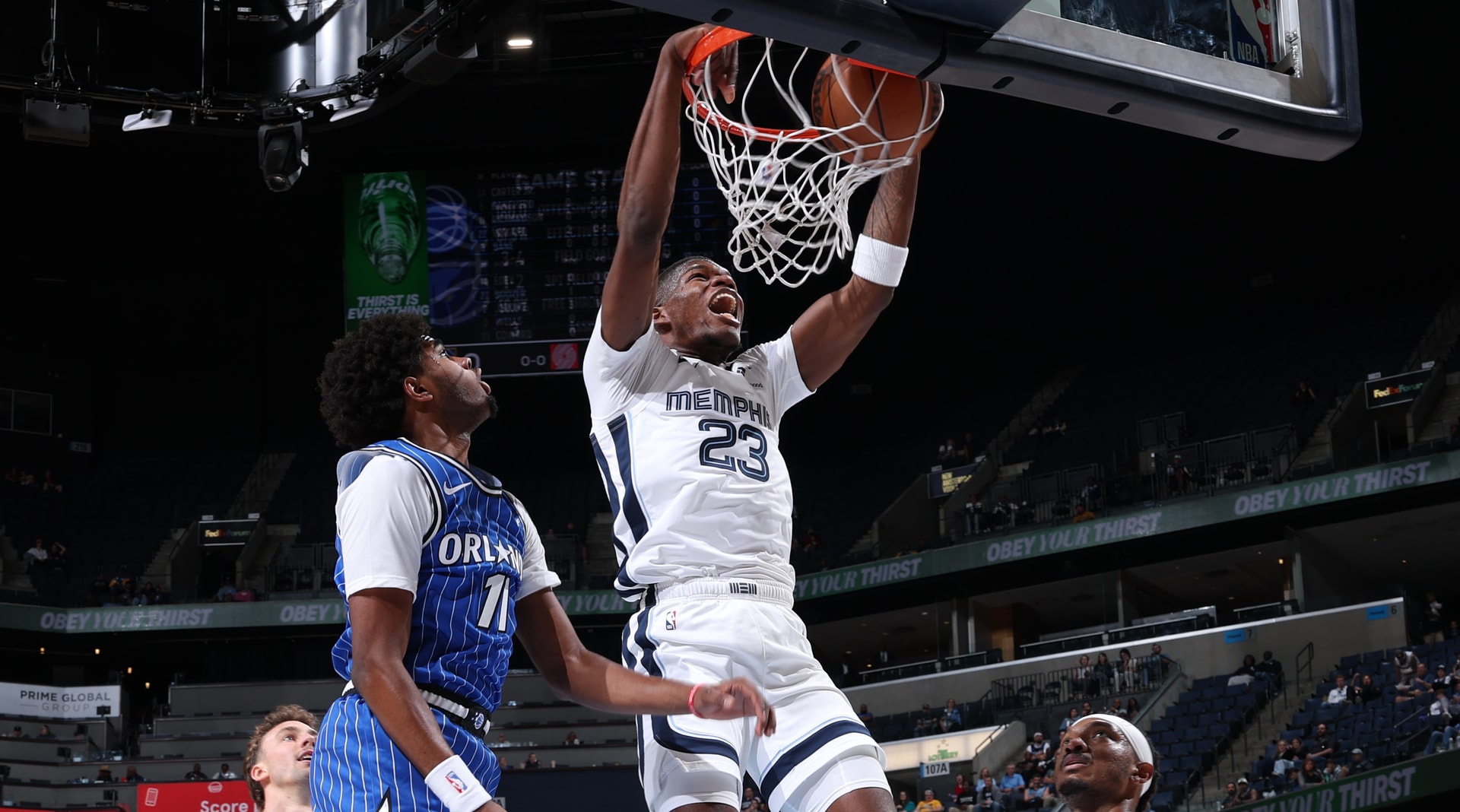 Cedric Coward goes up & rocks the rim on this putback dunk