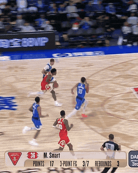 Cooper Flagg's block springs Kyrie Irving for a transition 3-pointer.