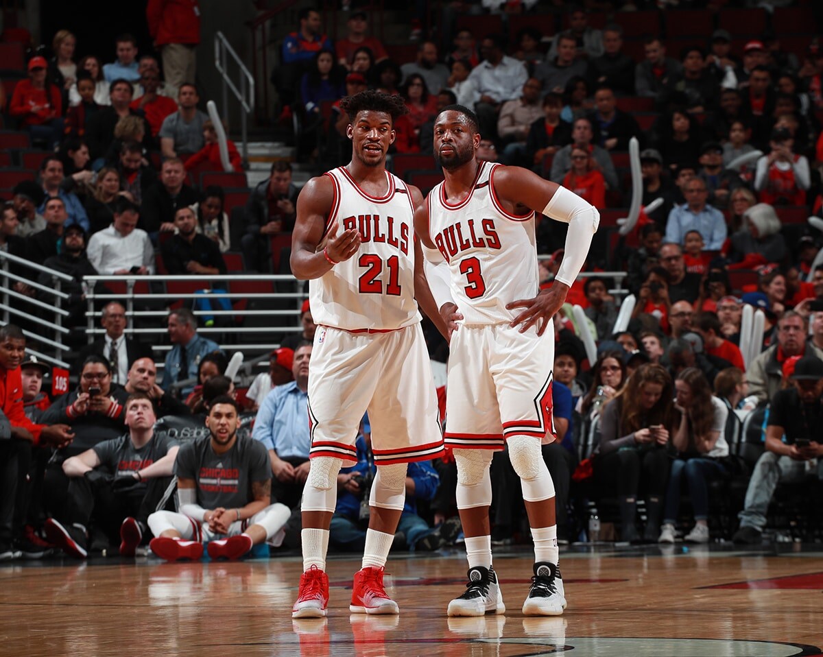 Dwyane Wade, Jimmy Butler Embrace Before Game Three Of NBA Finals