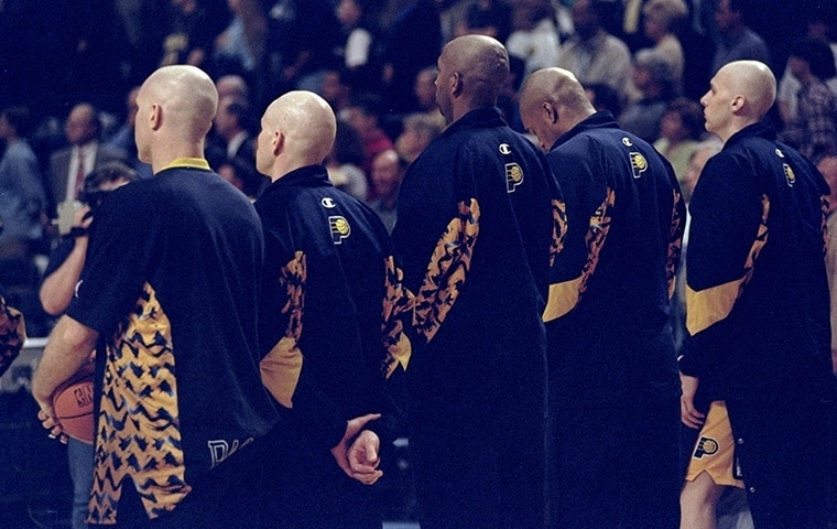 Pacers players with shaved heads