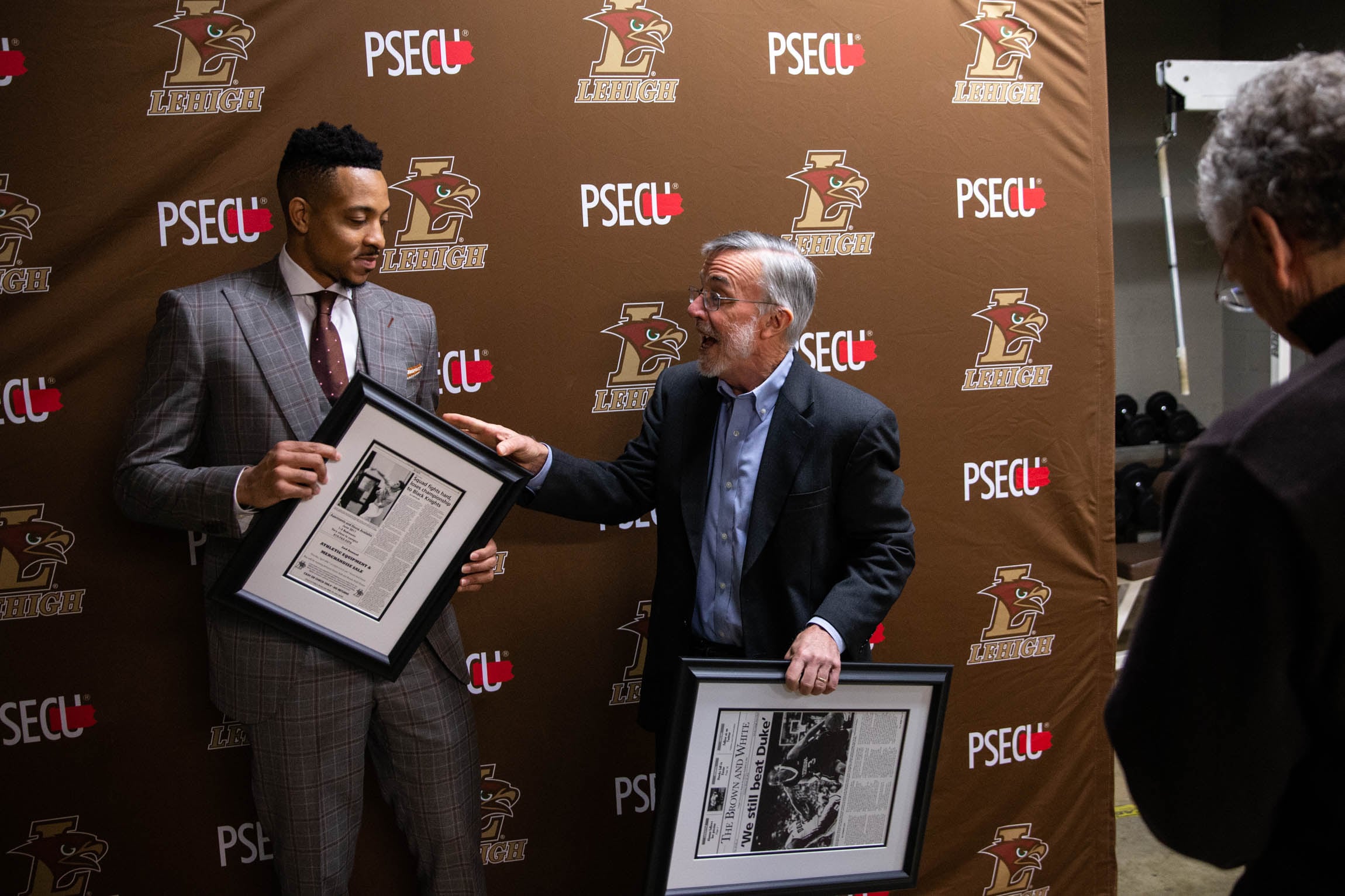 Slideshow-image: Trail Blazers guard CJ McCollum has his No. 3 jersey retired at his alma mater, Lehigh University....