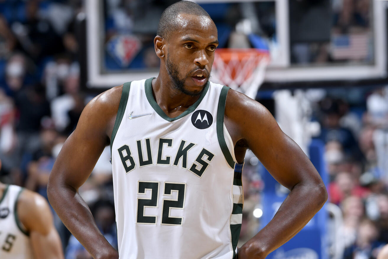 Khris Middleton standing during a pause in action during NBA Game