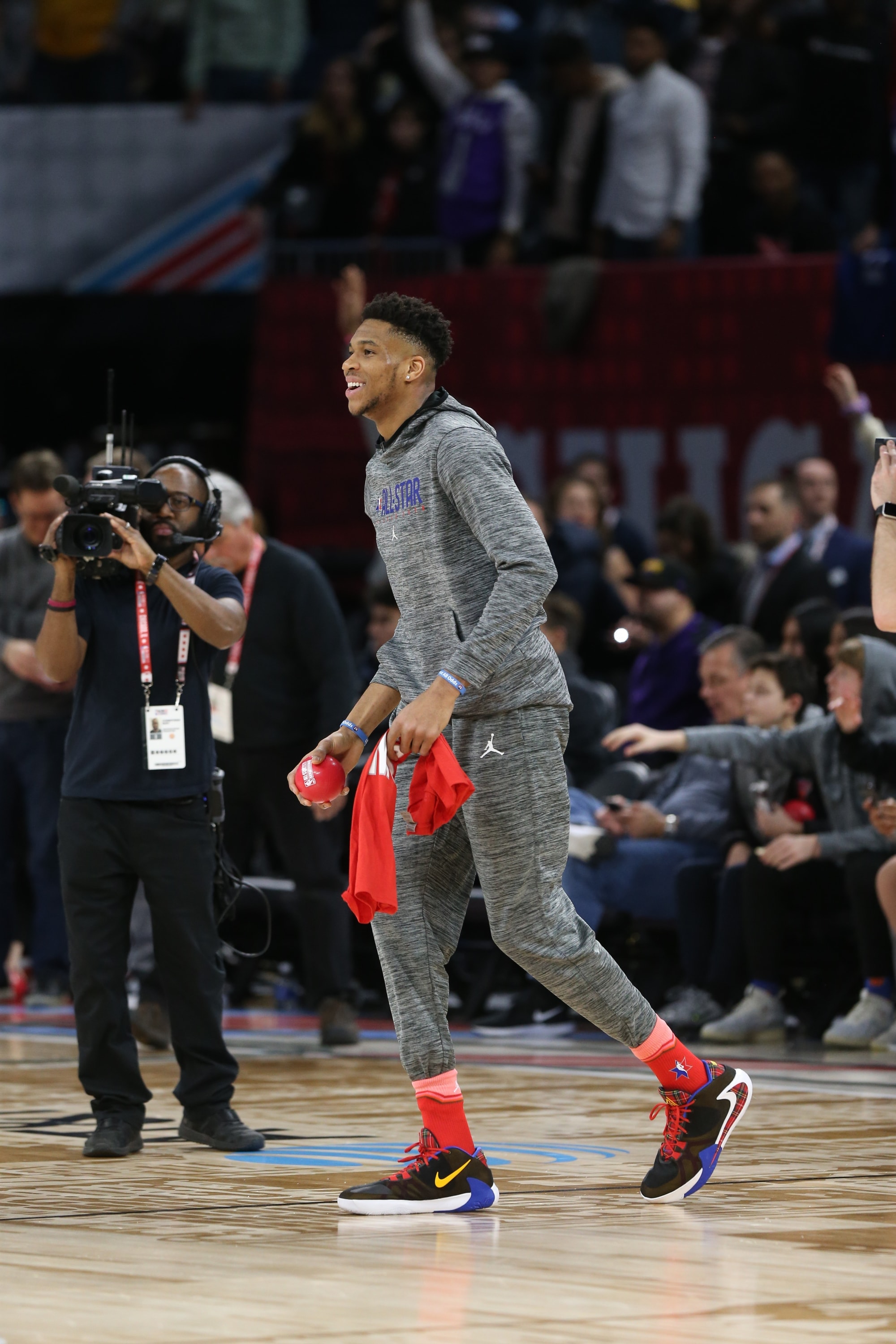 Slideshow-image: Giannis Antetokounmpo of Team Giannis during Practice and Media Availability presented by AT&amp;T as part of 2020 NBA All-Star Weekend on February...