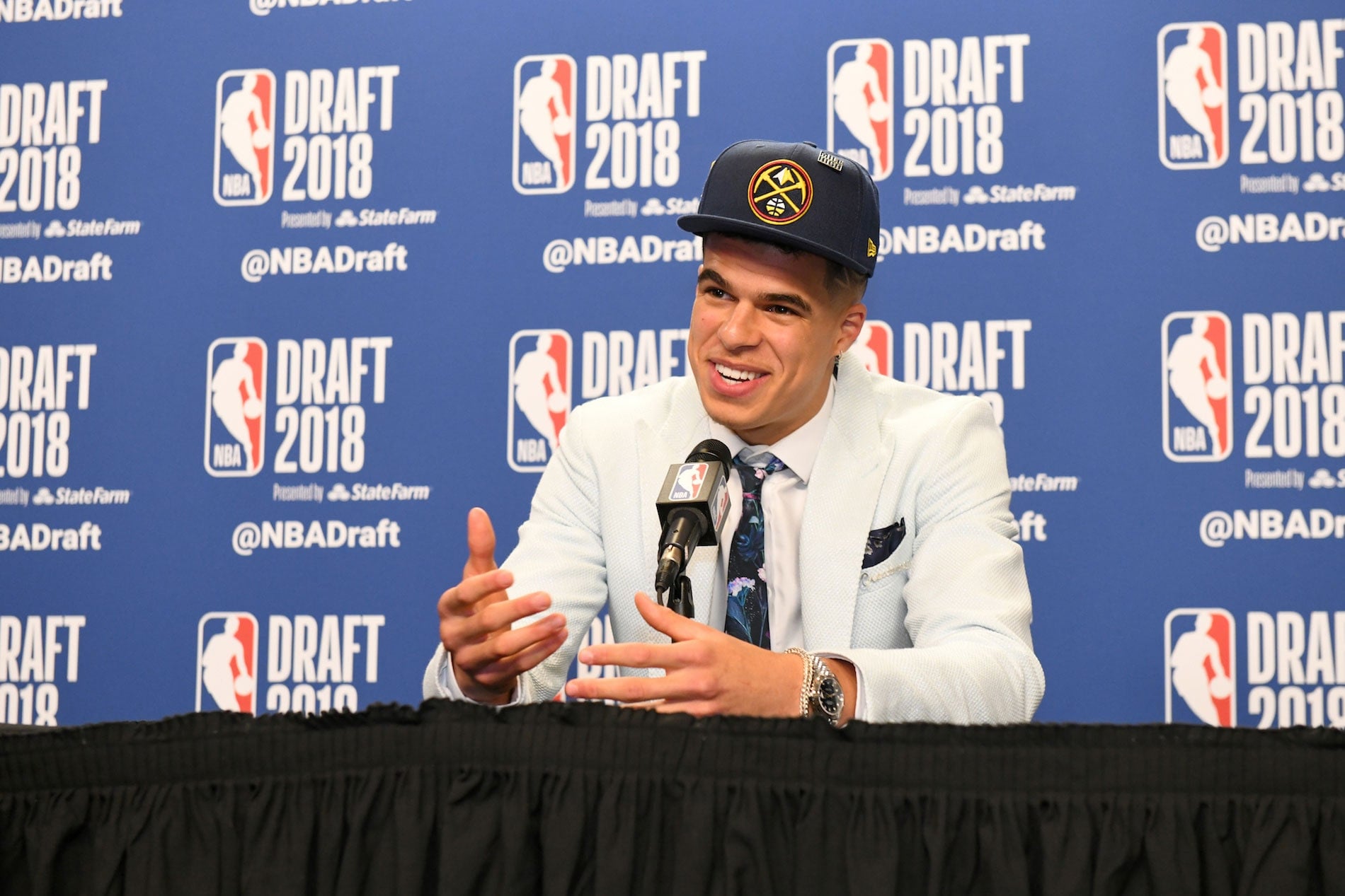 Michael Porter Jr. speaks to the media after being selected fourteenth overall by the Denver Nuggets at the 2018 NBA Draft on June 21, 2018 at the Barclays Center in Brooklyn, New York.