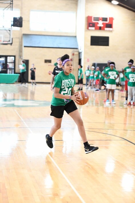 Slideshow-image: Over 50 middle and elementary school girls from Boston participated in a free basketball clinic sponsored by Gordon Hayward and his family....