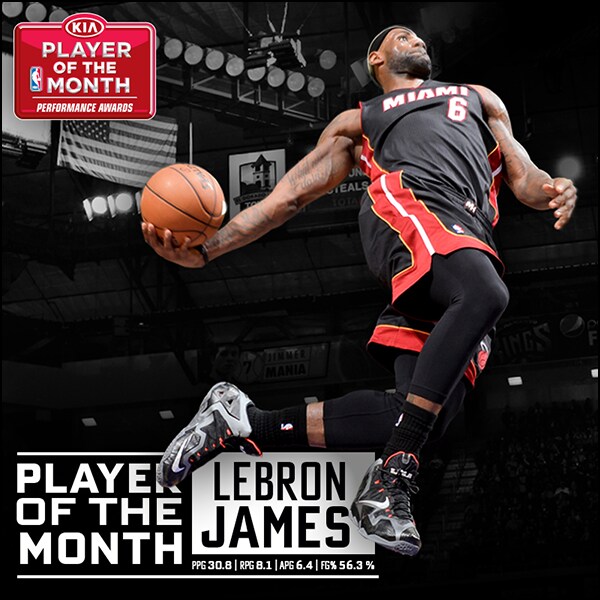 LeBron James Named NBA Eastern Conference Player of the Month