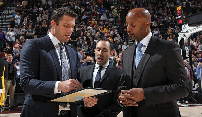 Jesse with Luke Walton and Assistant Coach Brian Shaw