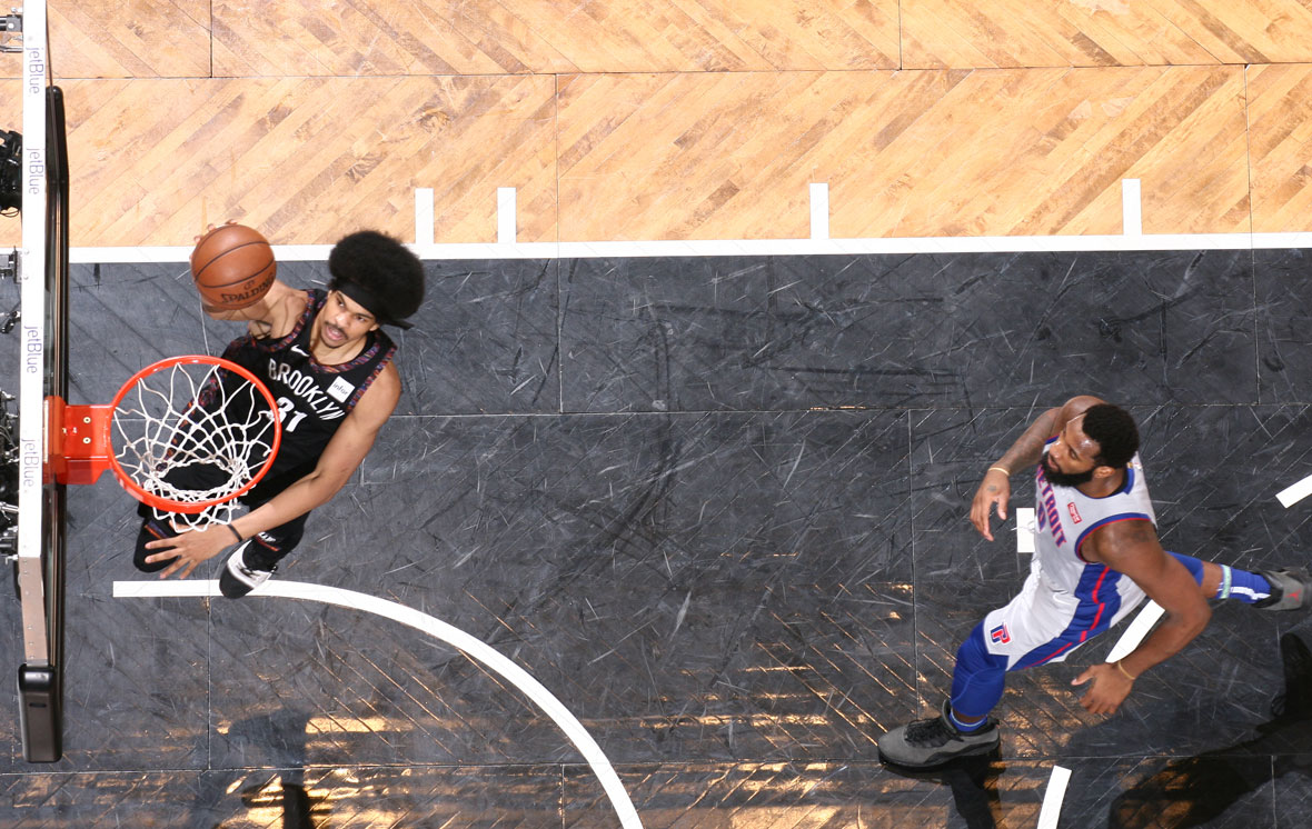 Nets vs. Pistons D'Angelo Russell, Jarrett Allen, and Kenny Atkinson