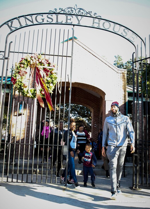 Slideshow-image: Anthony Davis of the New Orleans Pelicans surprises a local family at Kingsley House and gives away a car on December 12, 2017....