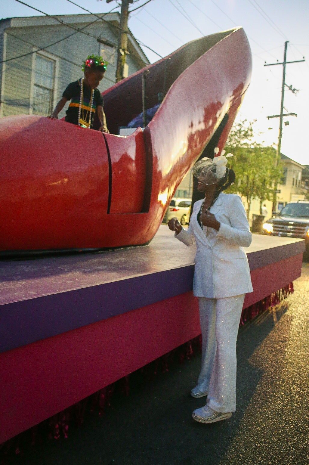 Lightbox-image: Photos from New Orleans Pelicans VP of Basketball Operations Swin Cash as she rides as the honorary muse in the Muses parade during 2022 Mardi Gras...