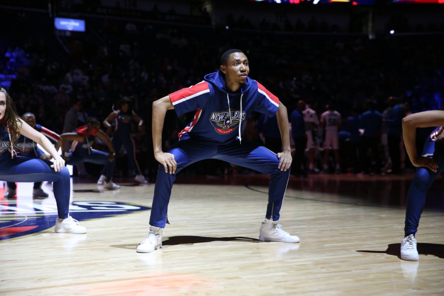 Lightbox-image: Watch New Orleans fans as they're entertained by the Hype Team, Drumline, halftime performance, and more during the Pelicans game against the Orlan...