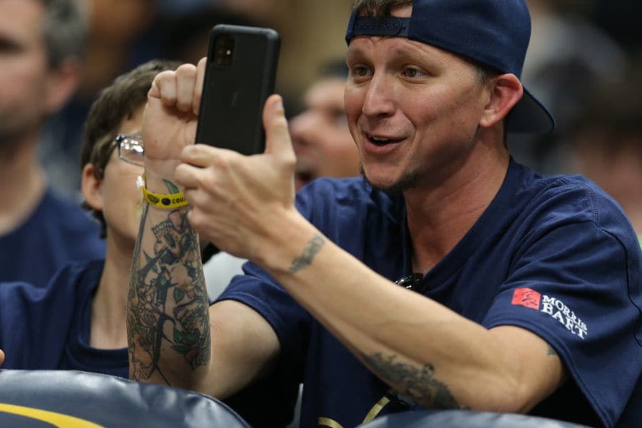 Lightbox-image: The Smoothie King Center was filled with smiling face as fans were entertained by the Hype Team , Drumline and more during the Pelicans exciting wi...