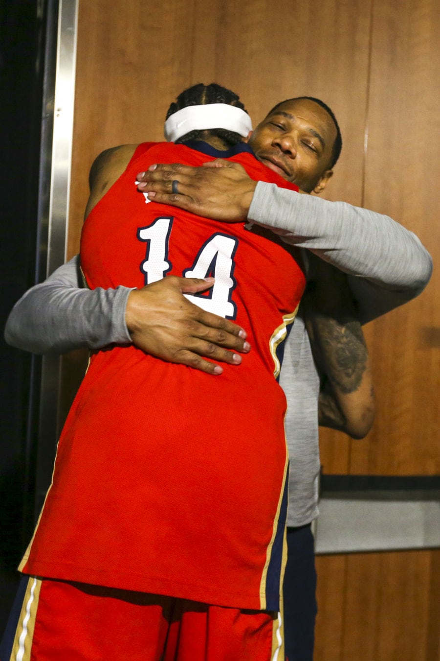 Lightbox-image: Photos from the New Orleans Pelicans victory celebration over the LA Clippers during the 2022 NBA Play-In Tournament game on Friday, April 15, 2022...