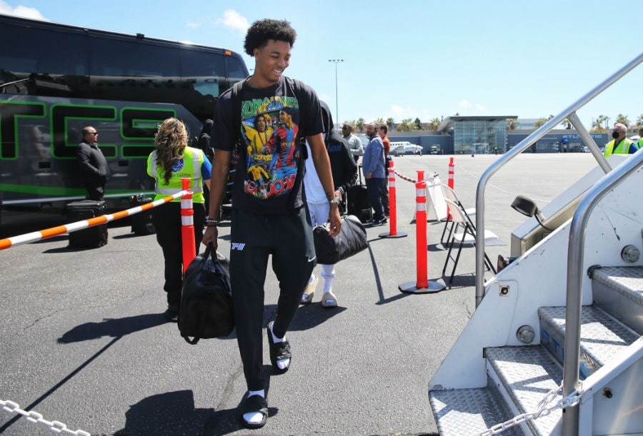 Lightbox-image: The New Orleans Pelicans arrived in Phoenix on April 16, 2022 for the first round of the 2022 NBA Playoffs where they will face the Suns in a best ...