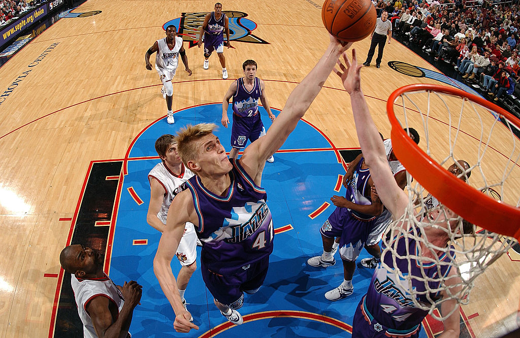 Forward Andrei Kirilenko of the Utah Jazz dunks the ball during the News  Photo - Getty Images